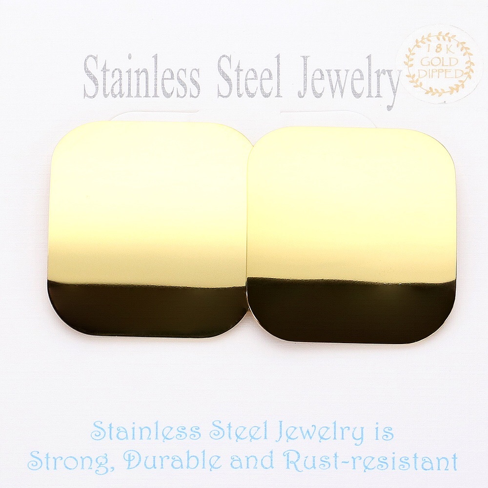 18K Gold Stainless Steel Stud Statement Earrings